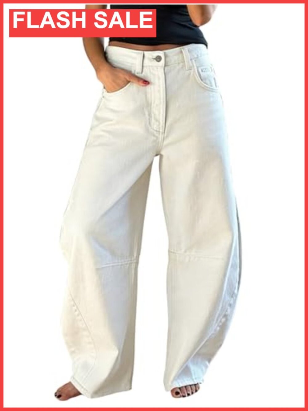 Barrel Jeans Boyfriend Denim Pants Cotton Baggy Wide Leg Mom Jean